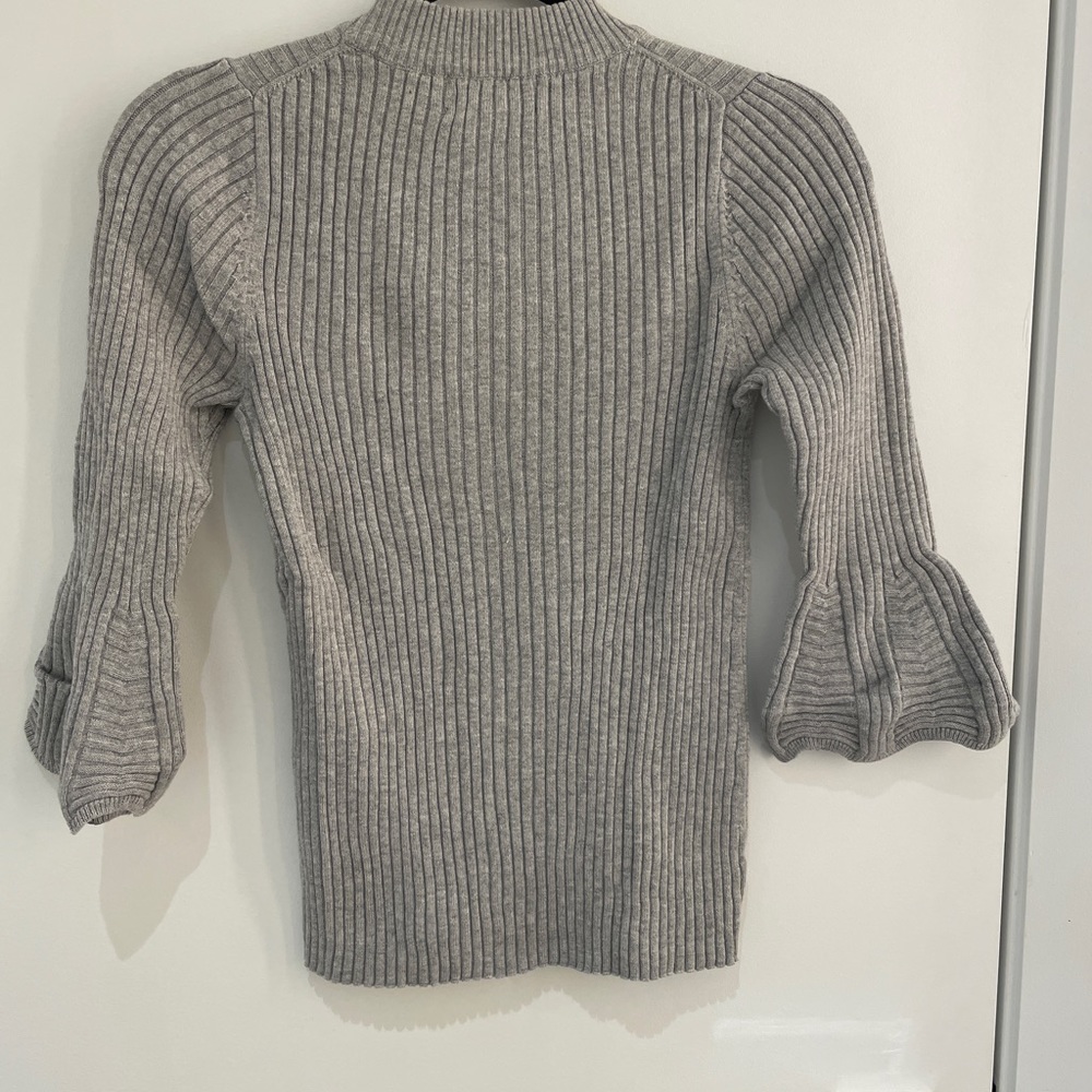 Michael Stars Rib Knit 3/4 Ruffle Sleeve Sweater - Picture 9 of 10